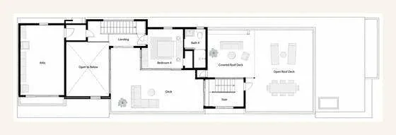 Roof deck level floor plan — 437 Heliotrope, Corona del Mar