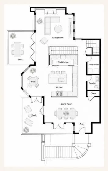 Main level floor plan — 31562 Mar Vista, Laguna Beach